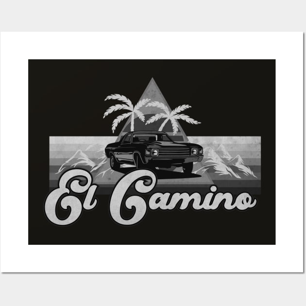 El Camino Retro BW Wall Art by CTShirts